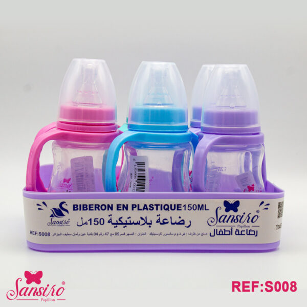 زجاجة رضاعة sansiro papillon للاطفال 150 مل 6 قطع بلاستيك-S008